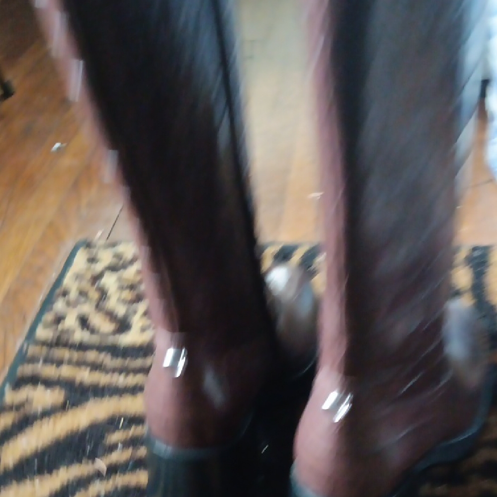Coach Dark Brown Croc-Embossed Heeled Boots - Picture 5 of 8